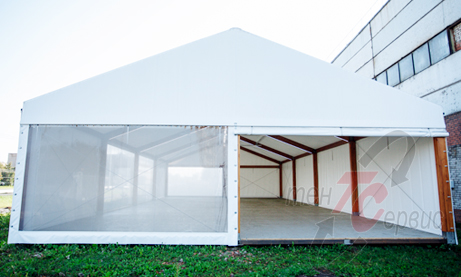 изготовление тента и шатра 10х20 м из клееных конструкционных балок в Колпино