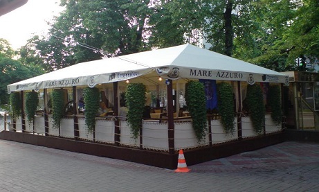 деревянный шатер для ресторана Mare Azzuro в Санкт-Петербурге